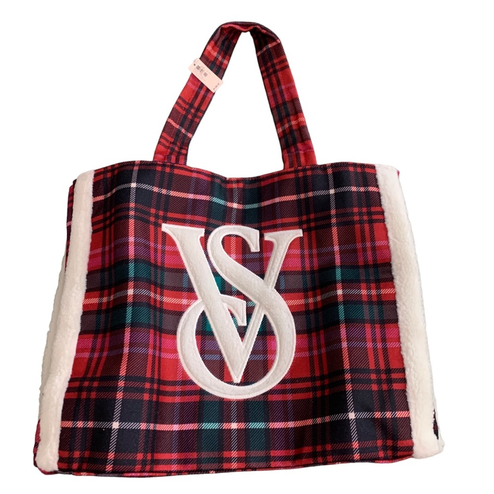 NWT Victoria’s Secret Plaid Tote Red and Green - Picture 4 of 13